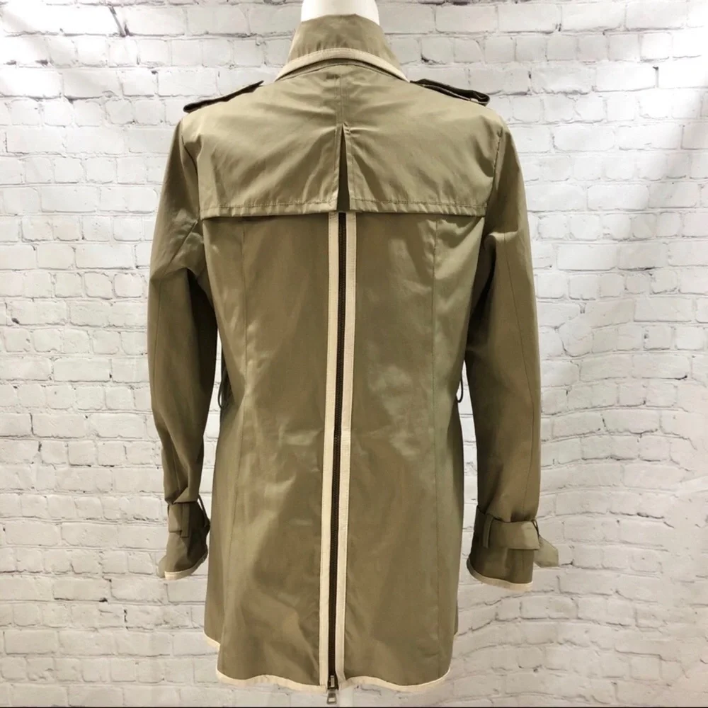 Sam Edelman Trench Coat Back Zipper Detail Sage Green Size Large - Picture 6 of 9